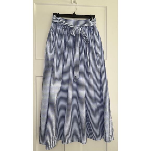 Vineyard Vines For Target Blue White Striped Midi Belted Skirt XS‎ - Picture 1 of 9